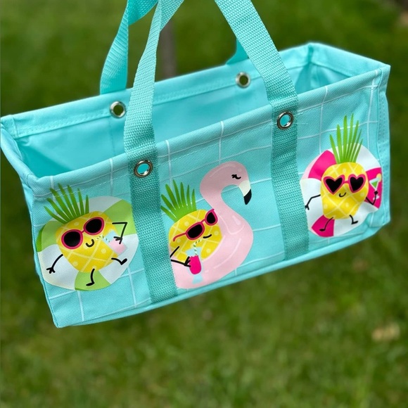 Tropical Flamingo and Pineapple Tote Bag - Picture 2 of 5